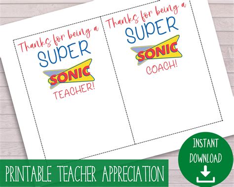 Sonic Teacher Appreciation Printable